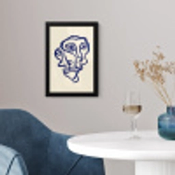 Lijntekening - Overlappende gezichten - Donkerblauw fotolijst zwart zonder passe partout klein -sfeer4