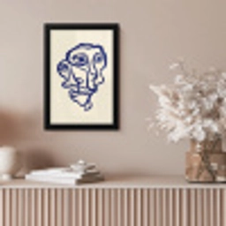 Lijntekening - Overlappende gezichten - Donkerblauw fotolijst zwart zonder passe partout klein -sfeer5