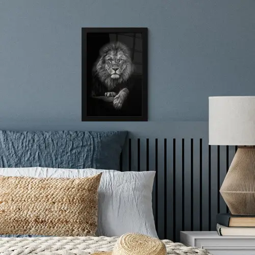 Leeuw - Dieren - Zwart - Wit fotolijst zwart zonder passe partout klein -sfeer3
