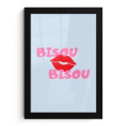 Lippen - Bisou - Blauw fotolijst zwart zonder passe partout klein -3d