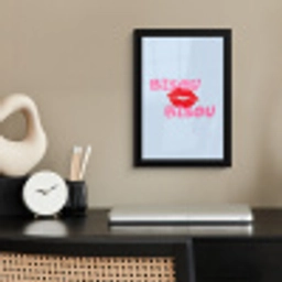 Lippen - Bisou - Blauw fotolijst zwart zonder passe partout klein -sfeer1