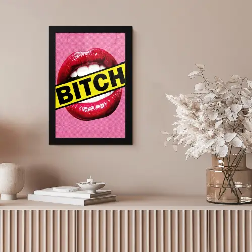Lippen - Tekst - Kleurrijk fotolijst zwart zonder passe partout klein -sfeer5