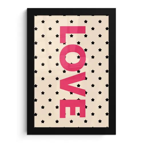 Love - Stippen - Roze fotolijst zwart zonder passe partout klein -3d