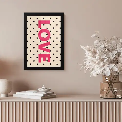 Love - Stippen - Roze fotolijst zwart zonder passe partout klein -sfeer5