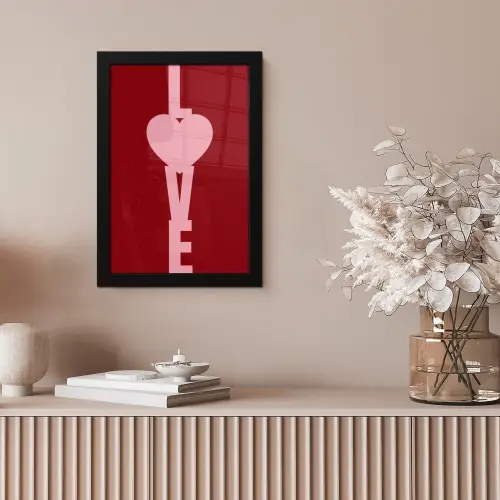 Love - Hart - Rood fotolijst zwart zonder passe partout klein -sfeer5
