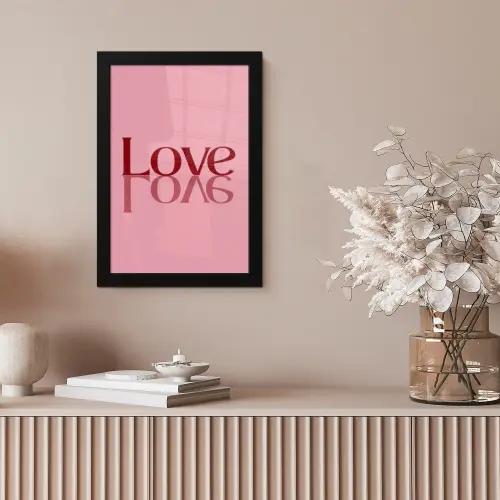 Love - Roze - Spiegeling fotolijst zwart zonder passe partout klein -sfeer5