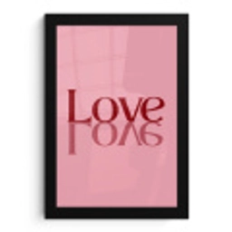 Love - Roze - Spiegeling fotolijst zwart zonder passe partout klein -3d