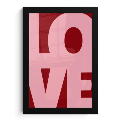 Love - Rood - Blokletters fotolijst zwart zonder passe partout klein -3d