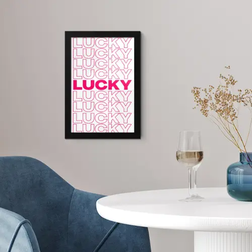 Lucky - Roze - Patroon fotolijst zwart zonder passe partout klein -sfeer4