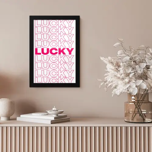 Lucky - Roze - Patroon fotolijst zwart zonder passe partout klein -sfeer5