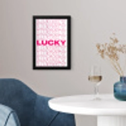 Lucky - Roze - Patroon fotolijst zwart zonder passe partout klein -sfeer4