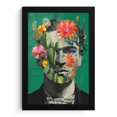 Man - Planten - Groen fotolijst zwart zonder passe partout klein -3d