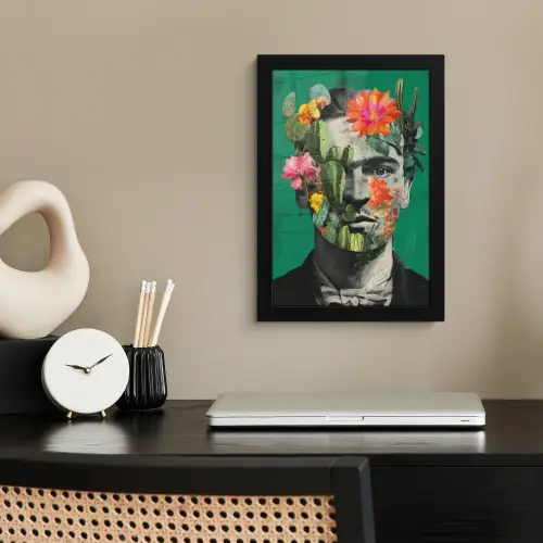 Man - Planten - Groen fotolijst zwart zonder passe partout klein -sfeer1