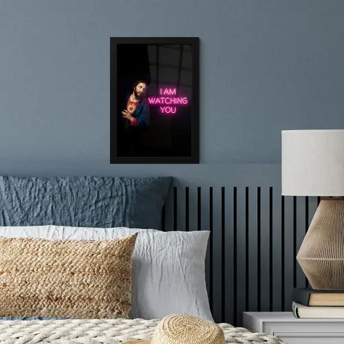 Man - Tekst - Neon fotolijst zwart zonder passe partout klein -sfeer3