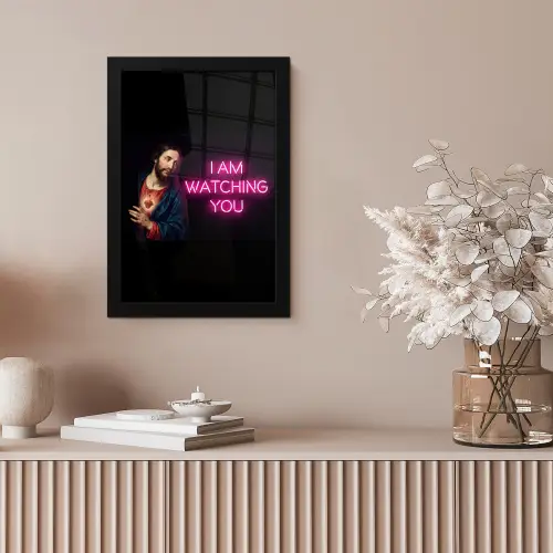 Man - Tekst - Neon fotolijst zwart zonder passe partout klein -sfeer5