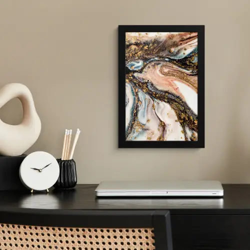 Marmerlook - Goud - Zwart - Glitter - Chic fotolijst zwart zonder passe partout klein -sfeer1