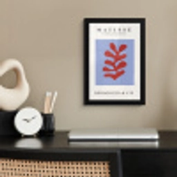 Matisse - Blad - Rood - Blauw - Abstract fotolijst zwart zonder passe partout klein -sfeer1