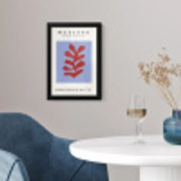 Matisse - Blad - Rood - Blauw - Abstract fotolijst zwart zonder passe partout klein -sfeer4