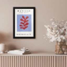 Matisse - Blad - Rood - Blauw - Abstract fotolijst zwart zonder passe partout klein -sfeer5