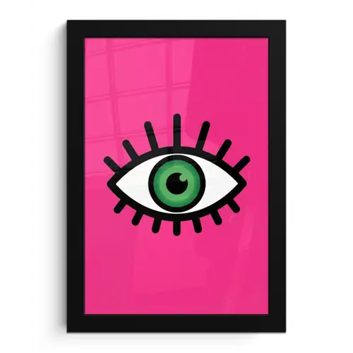Minimalistisch - Oog - Roze fotolijst zwart zonder passe partout klein -3d