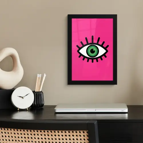 Minimalistisch - Oog - Roze fotolijst zwart zonder passe partout klein -sfeer1