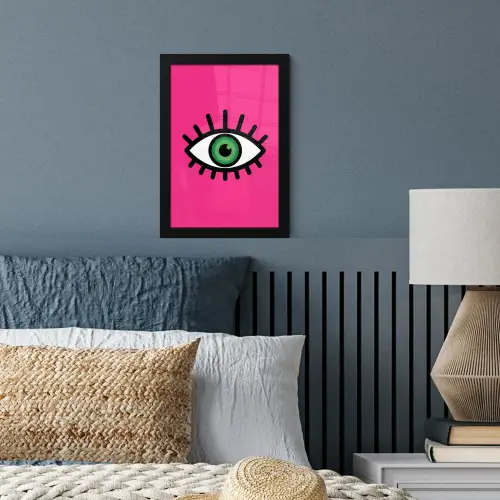 Minimalistisch - Oog - Roze fotolijst zwart zonder passe partout klein -sfeer3