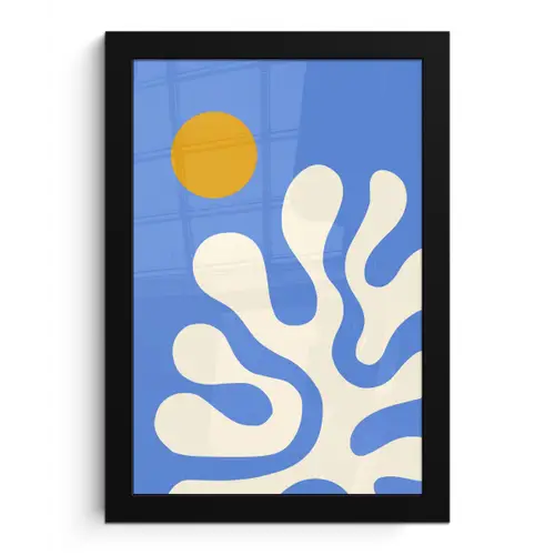 Minimalistisch - Organisch patroon - Blauw fotolijst zwart zonder passe partout klein -3d