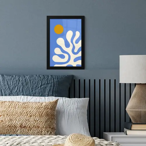 Minimalistisch - Organisch patroon - Blauw fotolijst zwart zonder passe partout klein -sfeer3