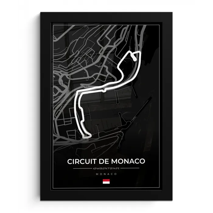 Monaco - Formule 1 - Circuit de Monaco - Racebaan - Circuit - Zwart fotolijst zwart zonder passe partout klein -3d