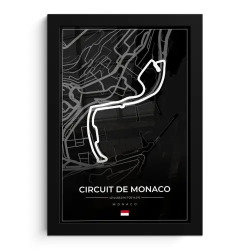 Monaco - Formule 1 - Circuit de Monaco - Racebaan - Circuit - Zwart fotolijst zwart zonder passe partout klein -3d