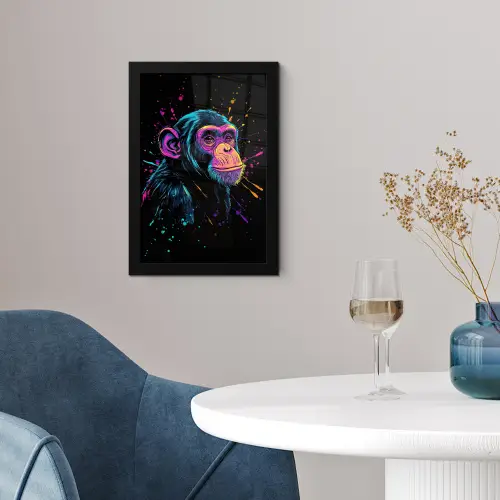 Aap - Verf - Neon - Kleur fotolijst zwart zonder passe partout klein -sfeer4