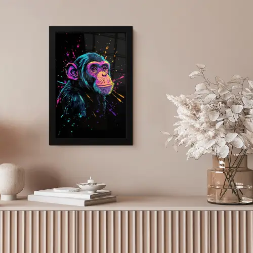 Aap - Verf - Neon - Kleur fotolijst zwart zonder passe partout klein -sfeer5