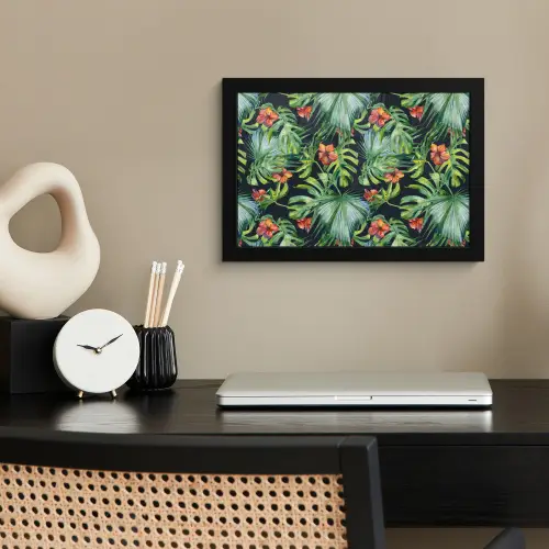 Monstera - Jungle - Bladeren fotolijst zwart zonder passe partout klein -sfeer1