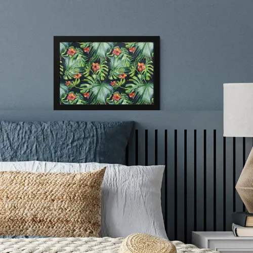 Monstera - Jungle - Bladeren fotolijst zwart zonder passe partout klein -sfeer3