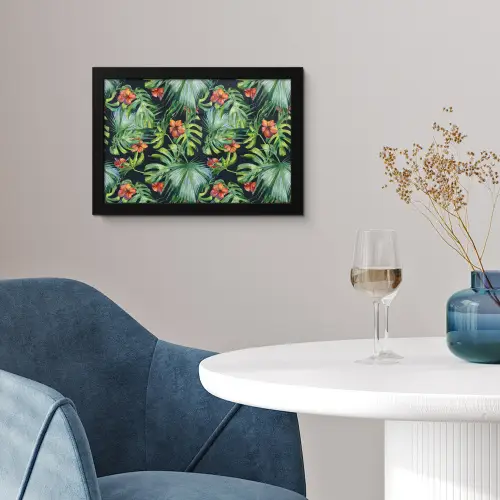 Monstera - Jungle - Bladeren fotolijst zwart zonder passe partout klein -sfeer4