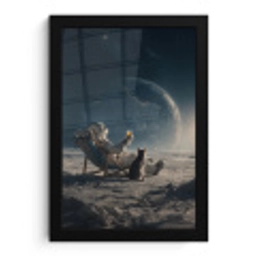 Maan - Kat - Astronaut - Ruimte fotolijst zwart zonder passe partout klein -3d