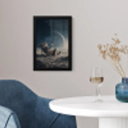 Maan - Kat - Astronaut - Ruimte fotolijst zwart zonder passe partout klein -sfeer4