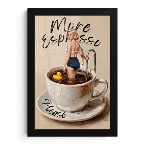 More espresso - Koffie - Eend fotolijst zwart zonder passe partout klein -3d