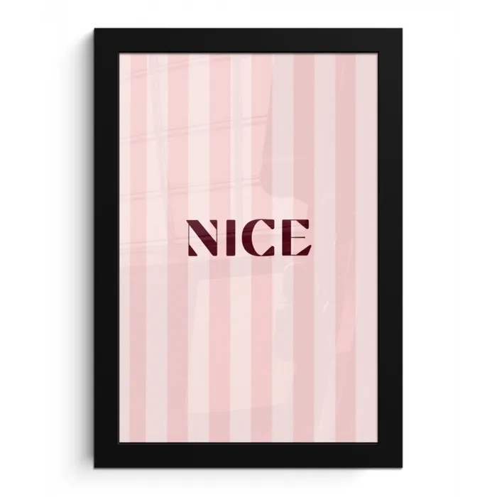 Nice - Strepen - Roze fotolijst zwart zonder passe partout klein -3d