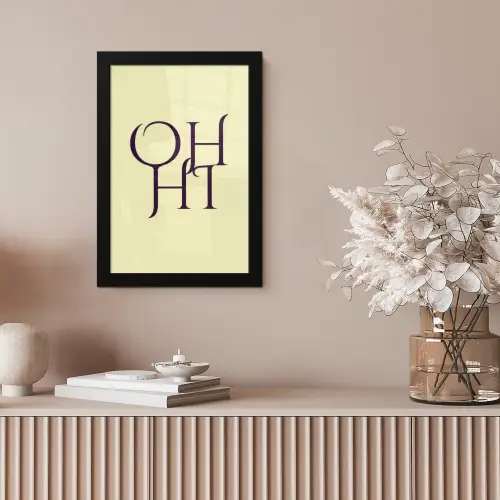 Oh hi - Geel - Monogram fotolijst zwart zonder passe partout klein -sfeer5