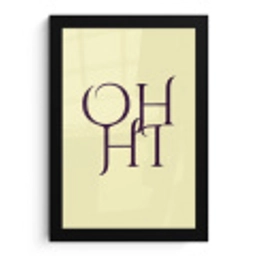 Oh hi - Geel - Monogram fotolijst zwart zonder passe partout klein -3d