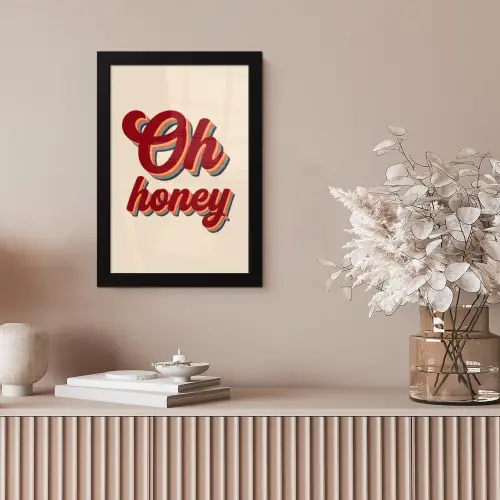 Oh honey - Rood - Schaduw fotolijst zwart zonder passe partout klein -sfeer5