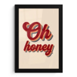 Oh honey - Rood - Schaduw fotolijst zwart zonder passe partout klein -3d