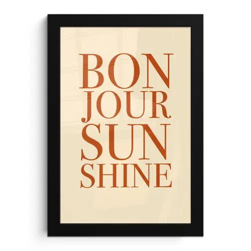 Oranje - Quote - Sun fotolijst zwart zonder passe partout klein -3d