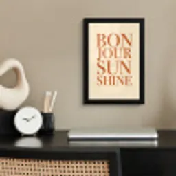 Oranje - Quote - Sun fotolijst zwart zonder passe partout klein -sfeer1