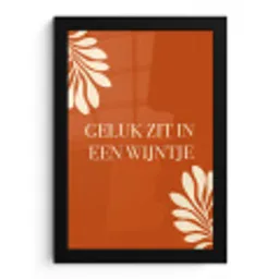 Oranje - Wijntje - Quote fotolijst zwart zonder passe partout klein -3d