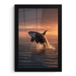 Orka - Zee - Zonsondergang fotolijst zwart zonder passe partout klein -3d