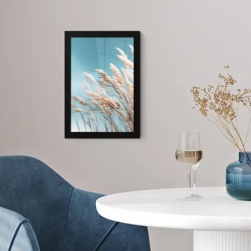 Siergras - Wind - Lichtbruin fotolijst zwart zonder passe partout klein -sfeer4