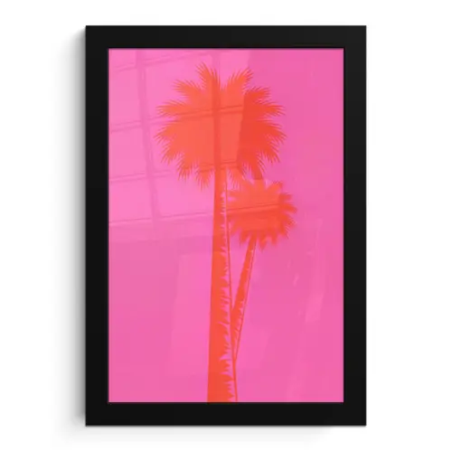 Palmbomen - Modern - Roze fotolijst zwart zonder passe partout klein -3d