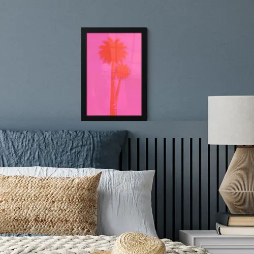 Palmbomen - Modern - Roze fotolijst zwart zonder passe partout klein -sfeer3